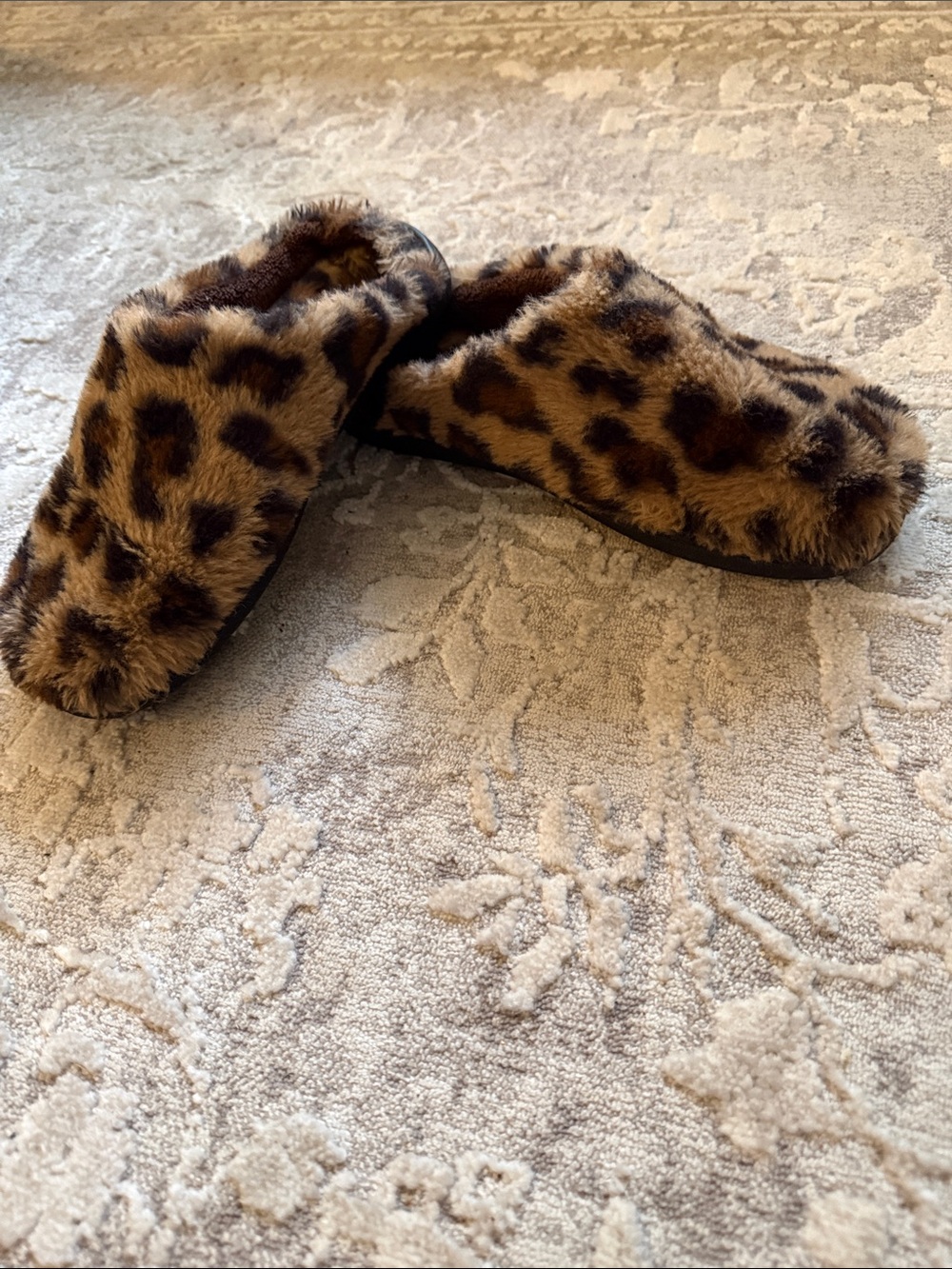 Faux Fur Leopard Print Slide Slippers